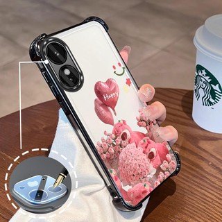 Ốp Lưng Cho OPPO reno 8T 4G reno 8T 5G Mạ Điện Hoạt Hình Hoa Hồng Hồng Dễ Thương Gấu Nhỏ Vỏ Điện Thoại Silicon TPU Mềm Bốn Góc Túi Khí Chống Rơi