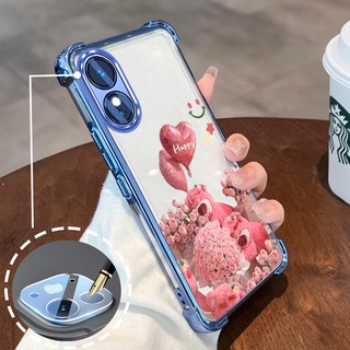 Ốp Lưng Cho OPPO reno 8T 4G reno 8T 5G Mạ Điện Hoạt Hình Hoa Hồng Hồng Dễ Thương Gấu Nhỏ Vỏ Điện Thoại Silicon TPU Mềm Bốn Góc Túi Khí Chống Rơi