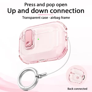 Ốp tai nghe AirPods 4/Pro/Pro 2/2gen trong suốt, thiết kế nhấn mở