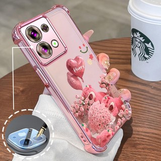 Ốp Lưng Cho Redmi note 13 4G note 13 5G note 13 Pro 4G note 13 Pro 5G Mạ Điện Hoạt Hình Hoa Hồng Hồng Dễ Thương Gấu Nhỏ Vỏ Điện Thoại Silicon TPU Mềm Bốn Góc Túi Khí Chống Rơi