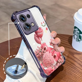 Ốp Lưng Cho Redmi note 13 4G note 13 5G note 13 Pro 4G note 13 Pro 5G Mạ Điện Hoạt Hình Hoa Hồng Hồng Dễ Thương Gấu Nhỏ Vỏ Điện Thoại Silicon TPU Mềm Bốn Góc Túi Khí Chống Rơi