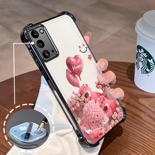 Ốp Lưng Dành Cho Samsung NOTE 20 Mạ Điện Hoạt Hình Hoa Hồng Dễ Thương Gấu Nhỏ Vỏ Điện Thoại Silicon TPU Mềm Bốn Góc Túi Khí Chống Rơi