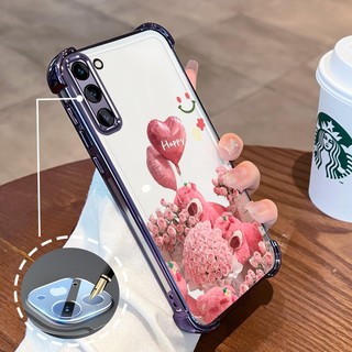 Ốp Lưng Dành Cho Samsung S21 S21 Ultra S21 FE Mạ Điện Hoạt Hình Hồng Hồng Dễ Thương Gấu Nhỏ Vỏ Điện Thoại Silicon TPU Mềm Bốn Góc Túi Khí Chống Rơi