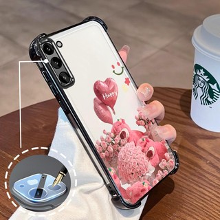 Ốp Lưng Dành Cho Samsung S21 S21 Ultra S21 FE Mạ Điện Hoạt Hình Hồng Hồng Dễ Thương Gấu Nhỏ Vỏ Điện Thoại Silicon TPU Mềm Bốn Góc Túi Khí Chống Rơi