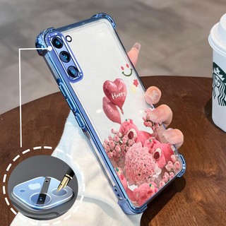 Ốp Lưng Dành Cho Samsung S21 S21 Ultra S21 FE Mạ Điện Hoạt Hình Hồng Hồng Dễ Thương Gấu Nhỏ Vỏ Điện Thoại Silicon TPU Mềm Bốn Góc Túi Khí Chống Rơi