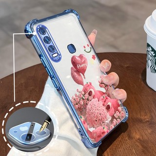 Ốp Lưng Dành Cho vivo y11 y12 y15 y17 y19 Mạ Điện Hoạt Hình Hoa Hồng Hồng Dễ Thương Gấu Nhỏ Vỏ Điện Thoại Silicon TPU Mềm Bốn Góc Túi Khí Chống Rơi
