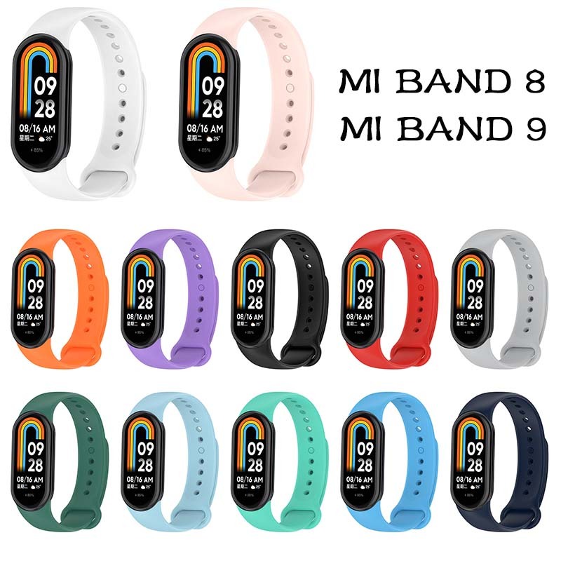Dây đeo silicon mềm thay thế cho Xiaomi Mi Band 8/9/10, vòng cổ tay nhiều màu