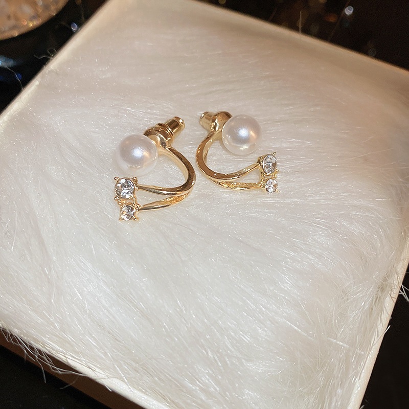 Mạ vàng bạc kim zircon tình yêu ngọc trai bông tai khí chất tất cả các bông tai phù hợp với ánh sáng Pháp sang trọng cao cấp cảm giác bông tai nữ