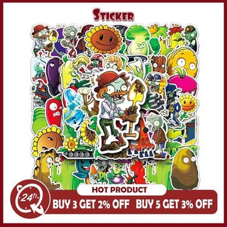 50 cây trò chơi vs. Zombies Miếng Dán Hoạt Hình Graffiti Hành Lý Laptop Chống Thấm Nước Trang Trí Miếng Dán