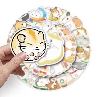 Bộ 50 Hamster Động Vật Miếng Dán Hoạt Hình Graffiti Hành Lý Laptop Nhật Ký Chống Thấm Nước Trang Trí Miếng Dán