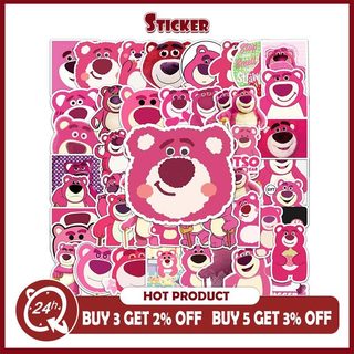 Bộ 50 Disney Dâu Gấu Lotso Miếng Dán Graffiti Hành Lý Laptop Đàn Guitar Quà Tặng Miếng Dán Chống Thấm Nước