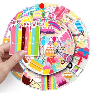 Bộ 50 Chúc Mừng Sinh Nhật Trẻ Em Miếng Dán DIY Nhật Ký Hành Lý Sổ Lưu Niệm Điện Thoại Di Động Xe Đạp Miếng Dán
