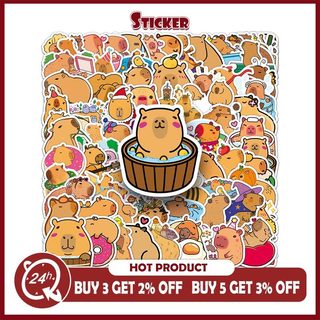 100 Chiếc Capybara Miếng Dán Hoạt Hình Dễ Thương Capibala Động Vật Decal Chống Thấm Nước Trang Trí Laptop Kid Miếng Dán