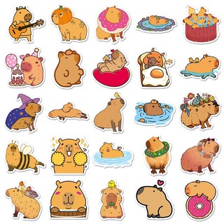 100 Chiếc Capybara Miếng Dán Hoạt Hình Dễ Thương Capibala Động Vật Decal Chống Thấm Nước Trang Trí Laptop Kid Miếng Dán