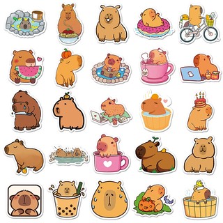 100 Chiếc Capybara Miếng Dán Hoạt Hình Dễ Thương Capibala Động Vật Decal Chống Thấm Nước Trang Trí Laptop Kid Miếng Dán