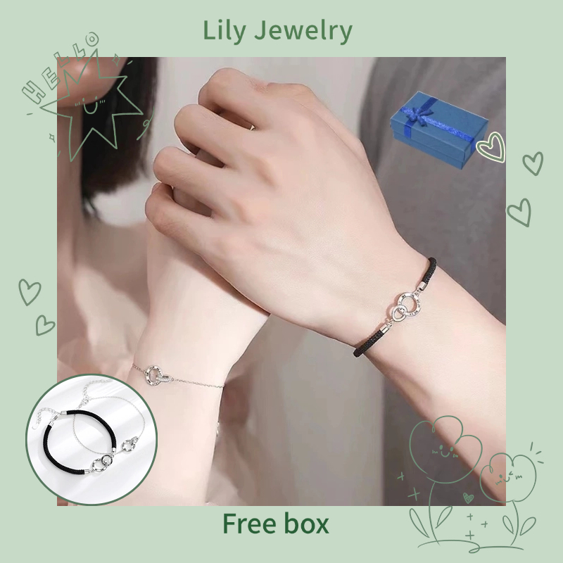 Vòng Tay Bạc s925 Hai Lớp Khóa Nhẫn Đơn Giản Làm Quà Tặng Valentine / Cặp Đôi Cho Cặp Đôi