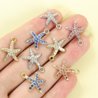 10 Chiếc Nhiều Màu Sắc Kim Cương Giả Kẻ Sọc Hình Sao Biển Quyến Rũ Mùa Hè Đi Biển Kỳ Nghỉ Vòng Cổ Vòng Tay Dây Xích Chân Bông Tai DIY Marine Life Mặt Dây Chuyền - Hoàn Hảo Cho Thiết Lập Cảnh Chủ Đề Đại Dương