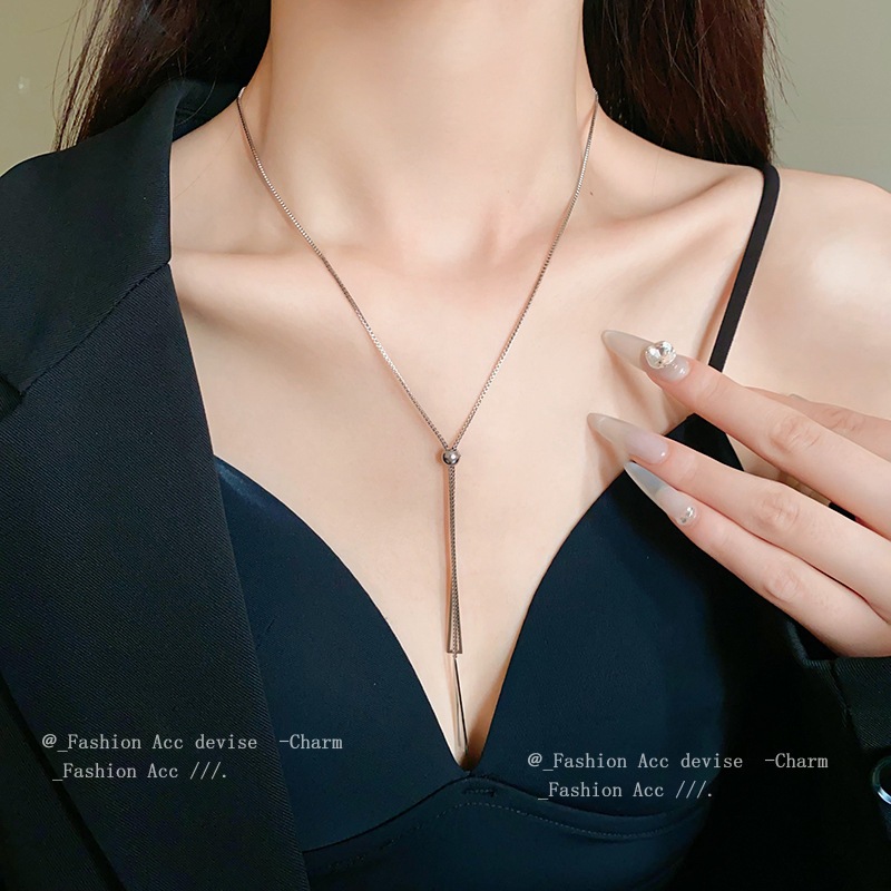 Vòng cổ hình tam giác thời trang đơn giản có thể điều chỉnh cá tính gió lạnh dây chuyền áo len dài thời trang mới phù hợp với nữ