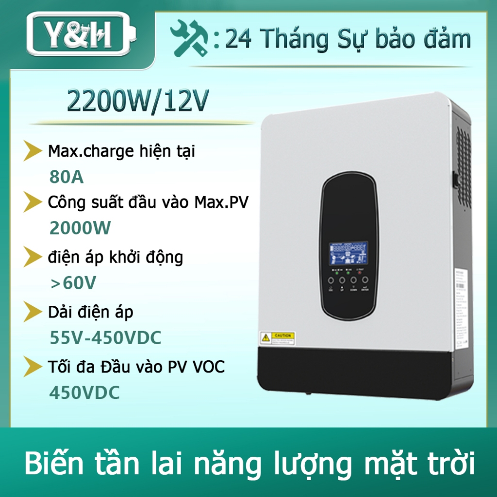 Inverter Ibrido Solare 2200W Y&H - Con MPPT 80A E Caricatore AC | Per Batterie 12V, Off-Grid - Foto 9