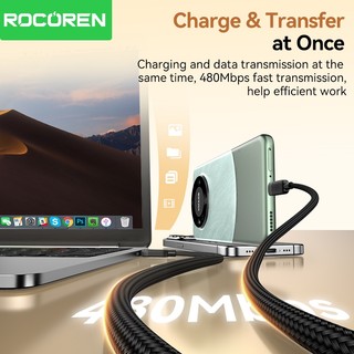 Rocoren 240W USB Loại C Sang USB C PD QC 3.0 5A Sạc Nhanh USBC Dây Cho iPhone 17 16 Pro Max Air Android Điện Thoại Laptop