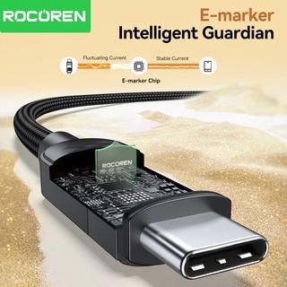 Rocoren 240W USB Loại C Sang USB C PD QC 3.0 5A Sạc Nhanh USBC Dây Cho iPhone 17 16 Pro Max Air Android Điện Thoại Laptop