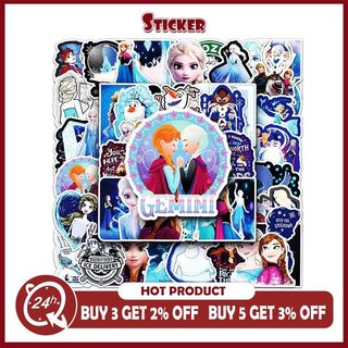 Bộ 50 Disney Frozen Anna Elsa Phim Dán Laptop Xe Máy Dễ Thương Kawaii Hoạt Hình Miếng Dán Đồ Chơi