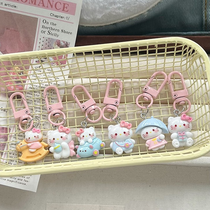 🍑peach🍑 Móc Chìa Khóa Hình sanrio hello kitty  Thương,Mini Nhân Vật Hoạt Hình Đáng Yêu