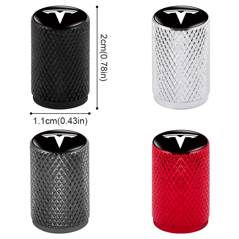 4 Logo Ô Tô Lốp Chống Bụi Nắp Vít Hình Trụ Bánh Xe Ô Tô Lốp Van Nắp Cho Tesla Model 3 Model X Y Phong Cách Roadster