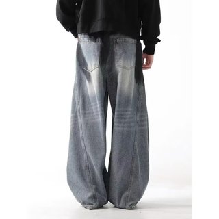 Quần jean nam ESEA American retro dáng rộng giản dị phong cách trung lập graffiti rách quần jean