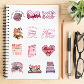 Bộ 50 Màu Hồng Bookish Đọc Sách Dán Cho Học Sinh Mùa Học Quà Tặng Sổ Lưu Niệm DIY Miếng Dán