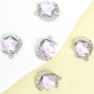 10 chiếc Phong cách ngọt ngào và mát mẻ, Dreamy Star & Crescent Moon Charms, Mặt dây chuyền hợp kim khảm thủy tinh đầy màu sắc cho DIY Dây chuyền xương đòn trong suốt và lạnh Vòng cổ Vòng tay Bông tai và hơn thế nữa