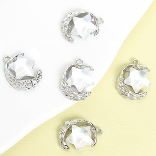 10 chiếc Phong cách ngọt ngào và mát mẻ, Dreamy Star & Crescent Moon Charms, Mặt dây chuyền hợp kim khảm thủy tinh đầy màu sắc cho DIY Dây chuyền xương đòn trong suốt và lạnh Vòng cổ Vòng tay Bông tai và hơn thế nữa