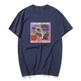 Ngộ nghĩnh Racoon Tôi Có Hai Tâm Trạng Ballin Hoặc Bawlin Meme Áo nam Nữ Thương Hiệu Thời Trang Áo nam 100% Cotton Tay Ngắn