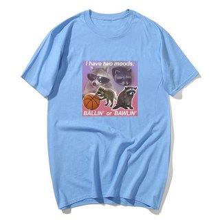 Ngộ nghĩnh Racoon Tôi Có Hai Tâm Trạng Ballin Hoặc Bawlin Meme Áo nam Nữ Thương Hiệu Thời Trang Áo nam 100% Cotton Tay Ngắn