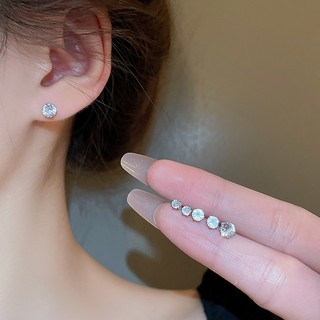 Bộ 6 cái bông tai zircon nhỏ, thiết kế đơn giản thanh lịch, trang sức sang trọng