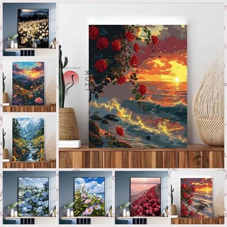 MOZI✨40 * 50cm / 30 * 40cm Và hoa tranh tô màu theo số tranh số hóa bộ tô màu theo số Hoa hồng tự làm Tranh sơn dầu kỹ thuật số Tranh tay Tranh vẽ tay Quà tặng sinh nhật Tranh tô màu Tranh làm đầy Tranh Acrylic Tranh trang trí Quà tặng sáng tạo