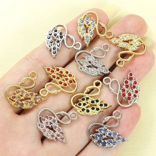 10 chiếc Kim cương giả đầy màu sắc thời trang dát quyến rũ tạo kiểu thiên nga nhỏ gọn dễ thương, Mặt dây chuyền hợp kim thanh lịch sáng bóng cho chuỗi xương đòn DIY, vòng cổ, vòng tay, bông tai và trang trí đám cưới