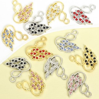 10 chiếc Kim cương giả đầy màu sắc thời trang dát quyến rũ tạo kiểu thiên nga nhỏ gọn dễ thương, Mặt dây chuyền hợp kim thanh lịch sáng bóng cho chuỗi xương đòn DIY, vòng cổ, vòng tay, bông tai và trang trí đám cưới