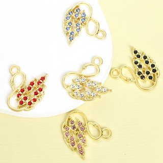 10 chiếc Kim cương giả đầy màu sắc thời trang dát quyến rũ tạo kiểu thiên nga nhỏ gọn dễ thương, Mặt dây chuyền hợp kim thanh lịch sáng bóng cho chuỗi xương đòn DIY, vòng cổ, vòng tay, bông tai và trang trí đám cưới
