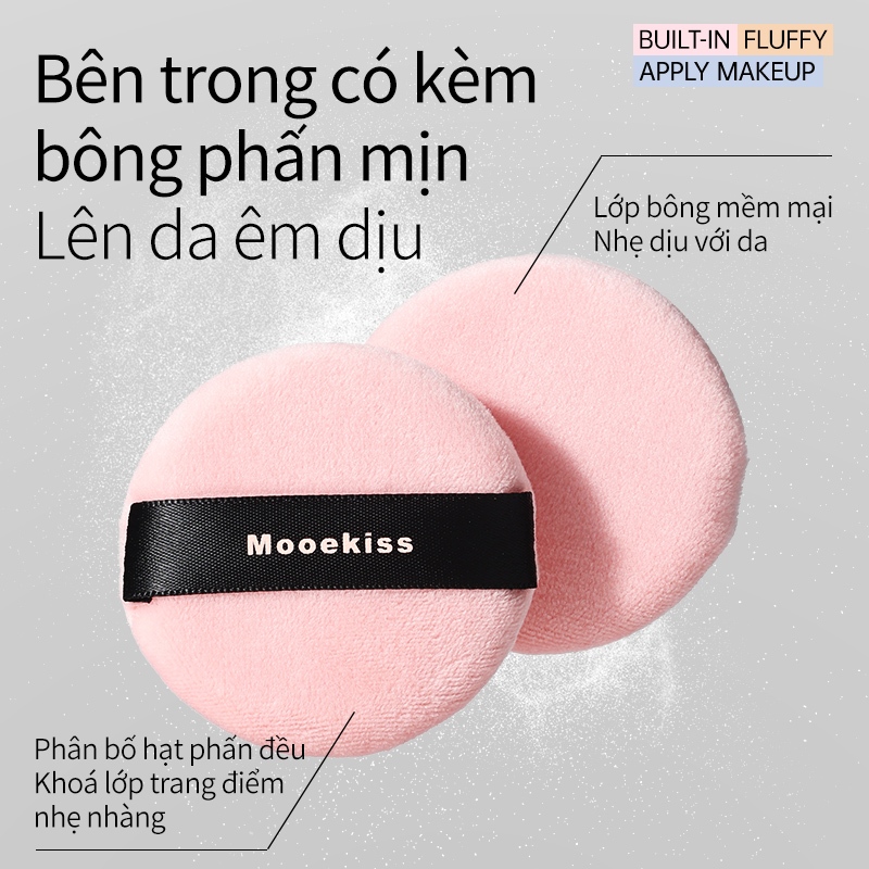 Phấn Phủ Mooekiss 3 Màu, Kiềm Dầu, Chống Nước Mồ Hôi, Lâu Trôi, Bột Mịn, Không Mốc 7.5g