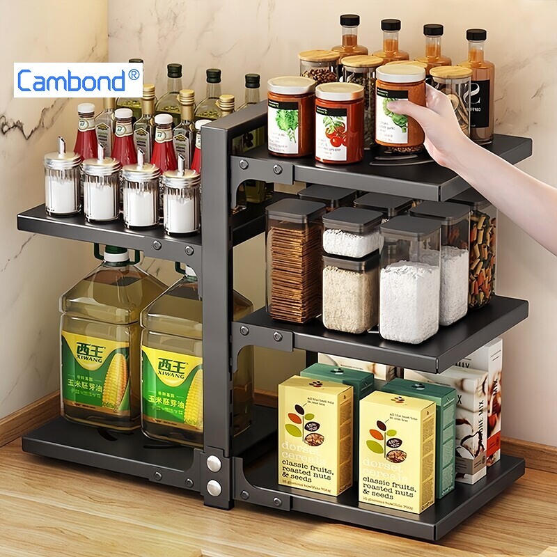 Cambond Kệ đựng nồi-Giá đựng nồi đa chức năng Thép Carbon, Đen, An ninh ổn định và chống trượt