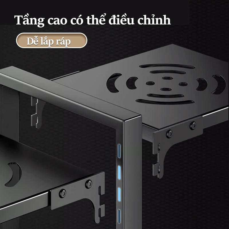 Cambond Kệ đựng nồi-Giá đựng nồi đa chức năng Thép Carbon, Đen, An ninh ổn định và chống trượt