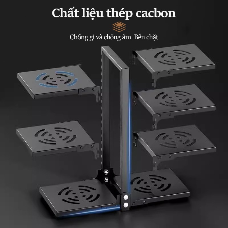 Cambond Kệ đựng nồi-Giá đựng nồi đa chức năng Thép Carbon, Đen, An ninh ổn định và chống trượt