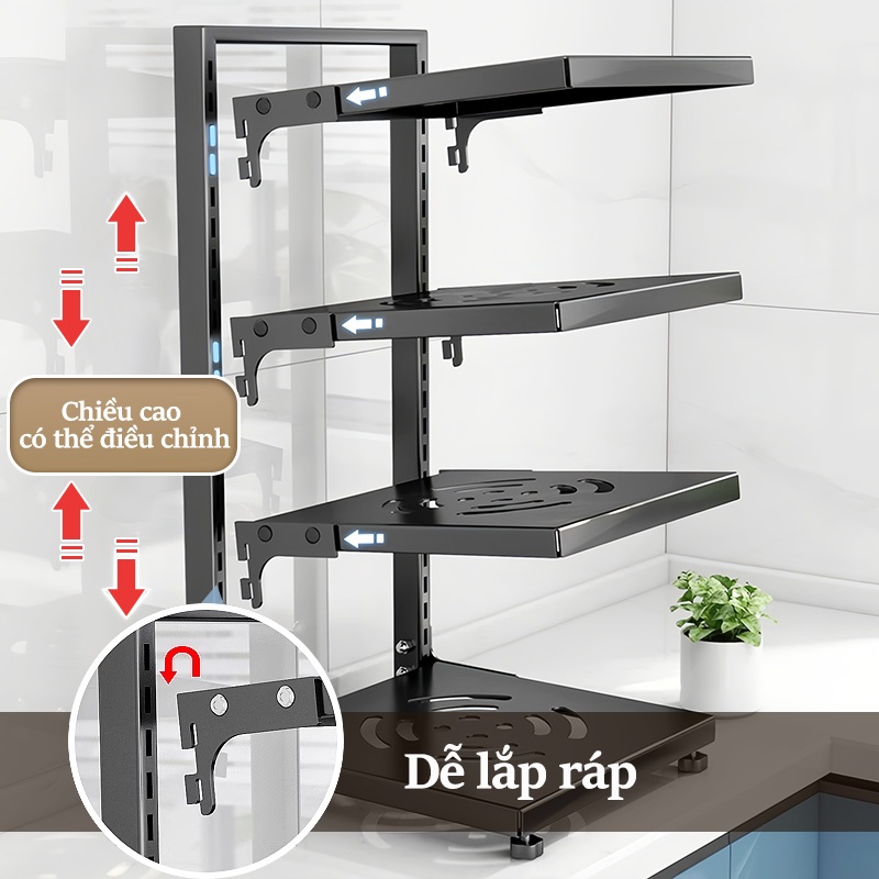 Cambond Kệ đựng nồi-Giá đựng nồi đa chức năng Thép Carbon, Đen, An ninh ổn định và chống trượt