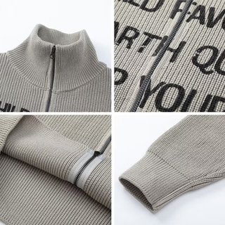 Áo len dệt kim nam GKSSS, áo len cardigan cổ đứng in chữ cổ điển kiểu Mỹ