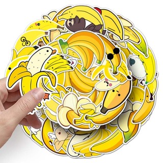 Bộ 50 Trái Cây Chuối Hoạt Hình Miếng Dán DIY Cốc Nước Vali Máy Tính Ván Trượt Miếng Dán Chống Thấm Nước