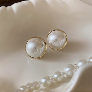 Bông Tai Kim Ngọt Trai Tròn Hình Học Cao Cấp, Phong CáchVintage Thời Trang Pháp, Cho Nữ
