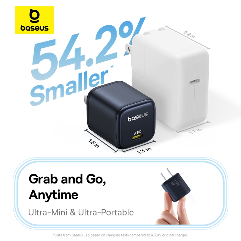 Củ Sạc Nhanh Mini Baseus PicoGo 45W GaN – USB-C, Tương Thích iPhone 14 Pro Max, iPad, Galaxy và Huawe