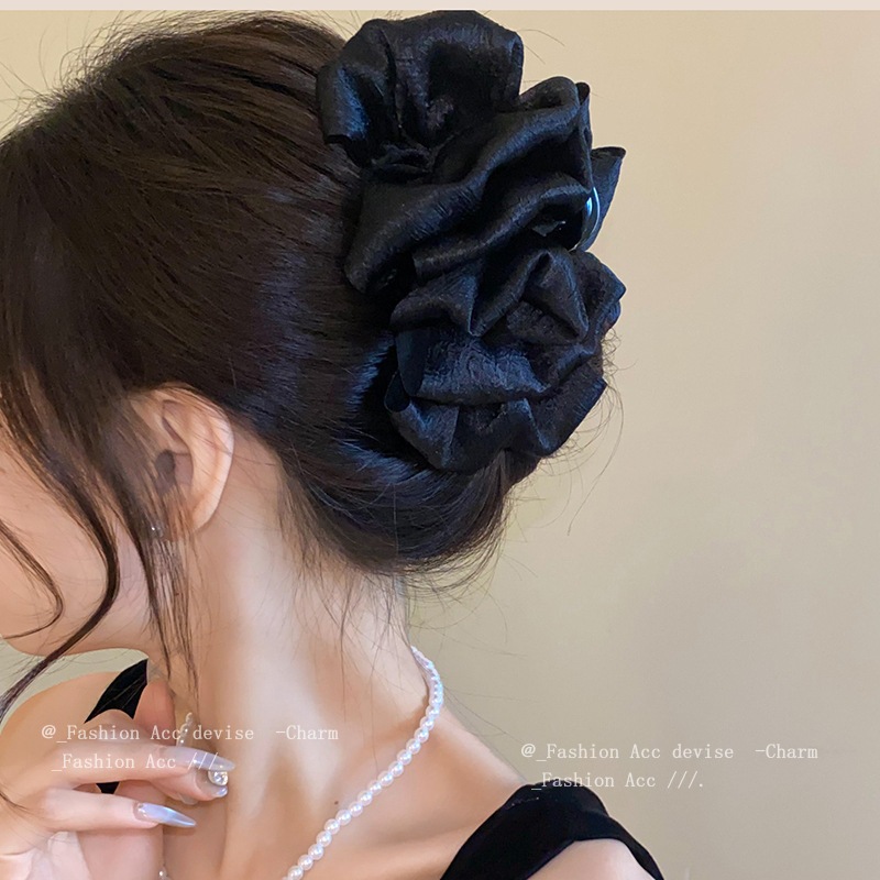 Vải Hàn Quốc nơ nhiều lớp xếp li tóc lấy thời trang Instagram updo cá mập kẹp phụ kiện tóc đi lại mới