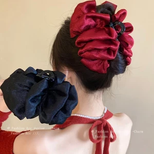 Vải Hàn Quốc nơ nhiều lớp xếp li tóc lấy thời trang Instagram updo cá mập kẹp phụ kiện tóc đi lại mới